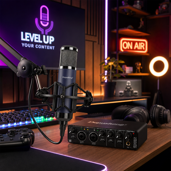 Studio Kondensatormikrofon med Lydkort