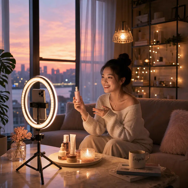 LED Selfie-ringlys med Stativ