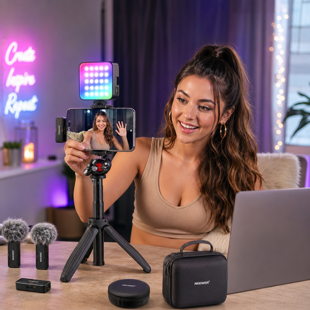 NEEWER Vlogging-sett med RGB & Mikrofon