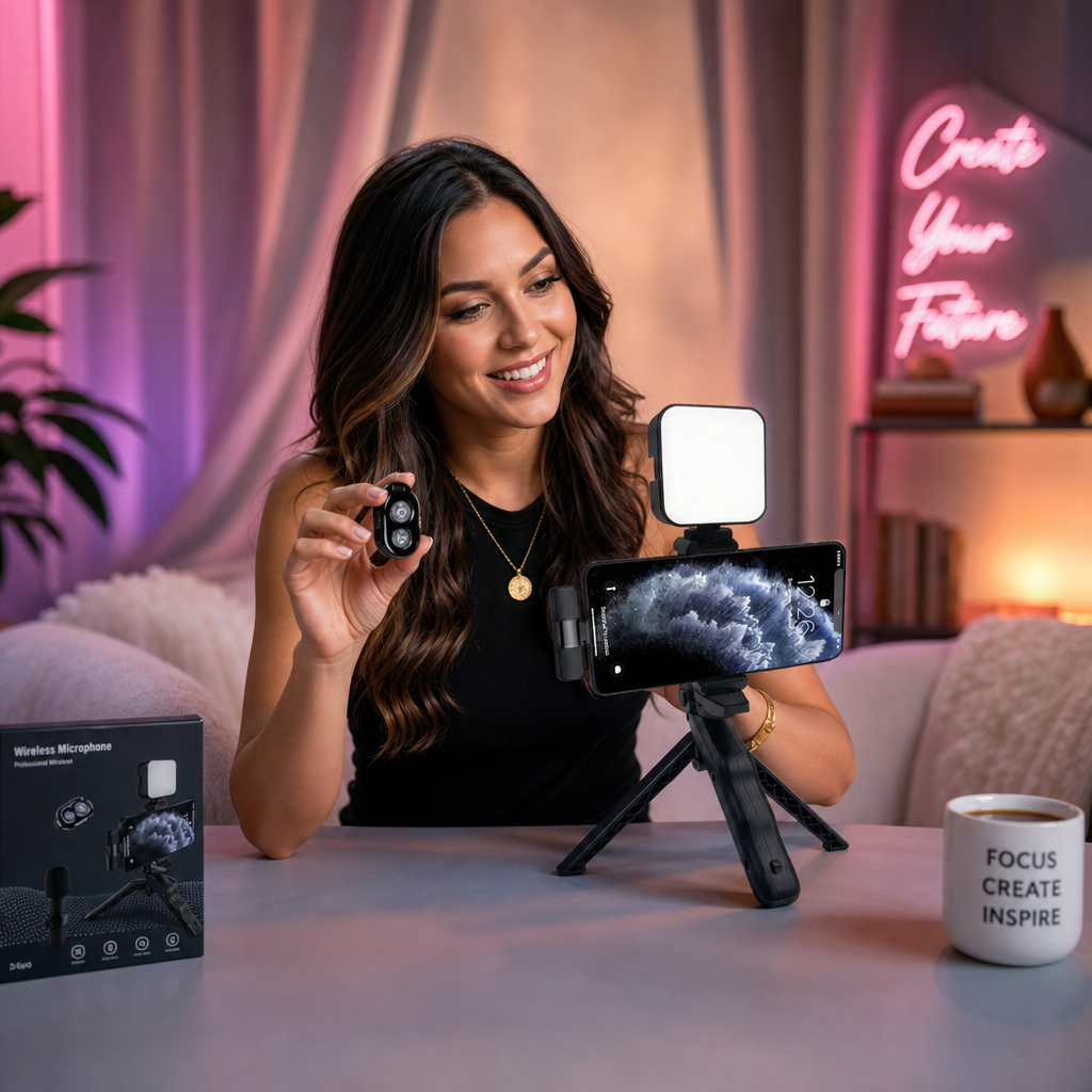 Smartphone Videosett med Mikrofon & LED